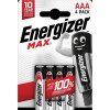 Alkalické baterie Energizer Max 1,5 V, typ AA nebo AAA, 4ks