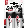 Alkalické baterie Energizer Max 1,5 V, typ C + D, 2 ks