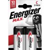 Alkalické baterie Energizer Max 1,5 V, typ C + D, 2 ks