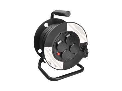 kabel prodluzovaci 4 zasuvky na bubnu venkovni 50 m gumovy cerny kabel cerny