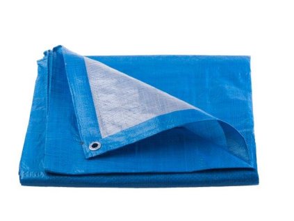 toptrade plachta kryci modro stribrna s kovovymi oky 2 x 3 m standard plus