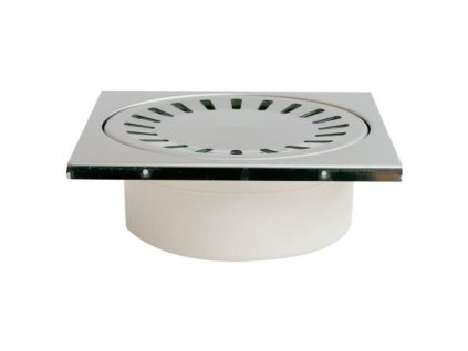 149702 Vpust podlahova spodni D 50 55 mm nerez ramecek mrizka SUN bila ENPRO 0z