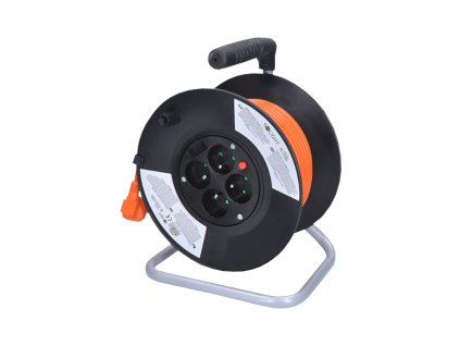 kabel prodluzovaci oranzovy na odvijecim bubnu 4 zasuvky 50 m 230 v 16 a