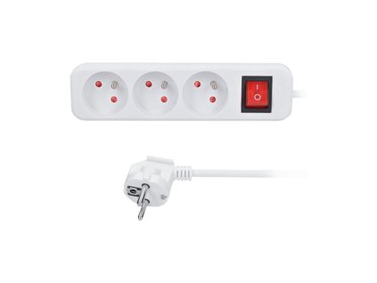 kabel prodluzovaci bily 3 zasuvky s vypinacem 3 m 250 v 10 a