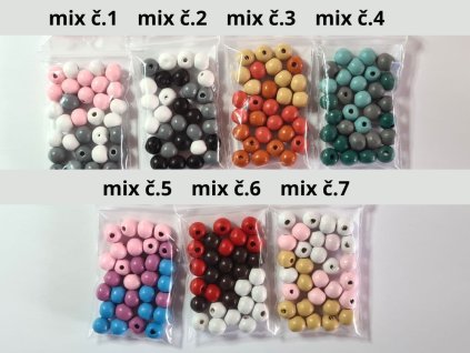 drevene koralky lakovane barevne mixy barev