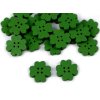 dreveny dekoracni knoflik ctyrlistek zeleny 20mm
