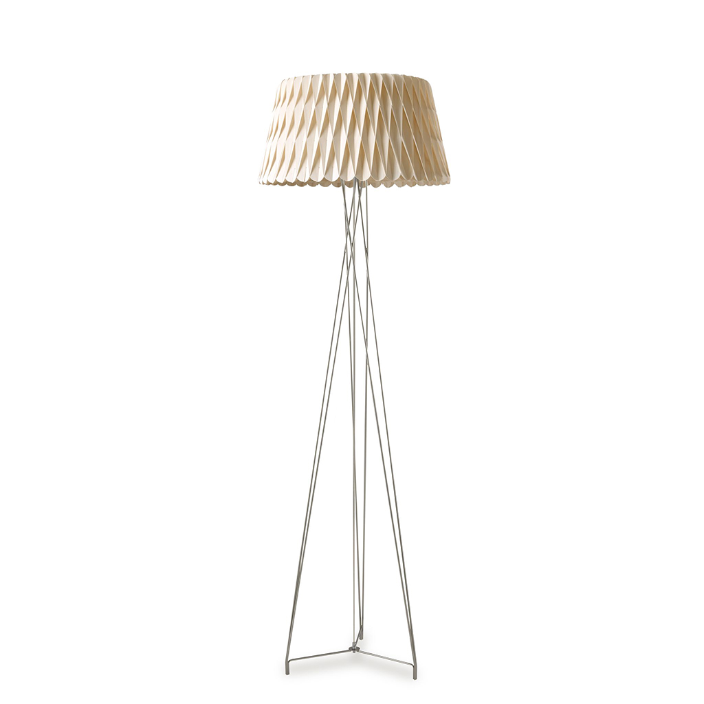 Designová stojací lampa z dřevěné dýhy Lola Floor (Barva nohy Matný BKkl, Dekor Přírodní bukové dřevo)