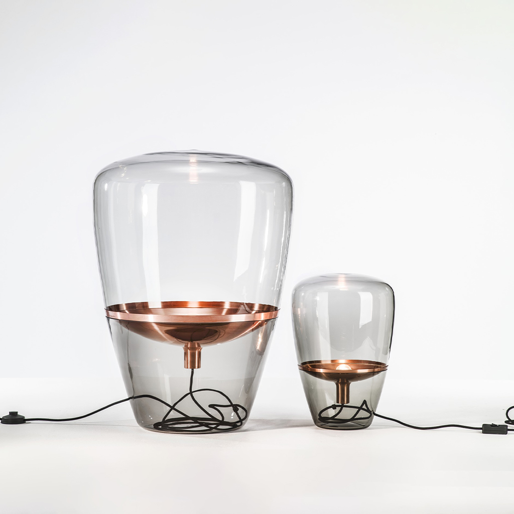 lampa měď sklo