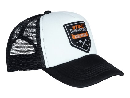 Kšiltovka Trucker "Kiss My Axe", černobílá