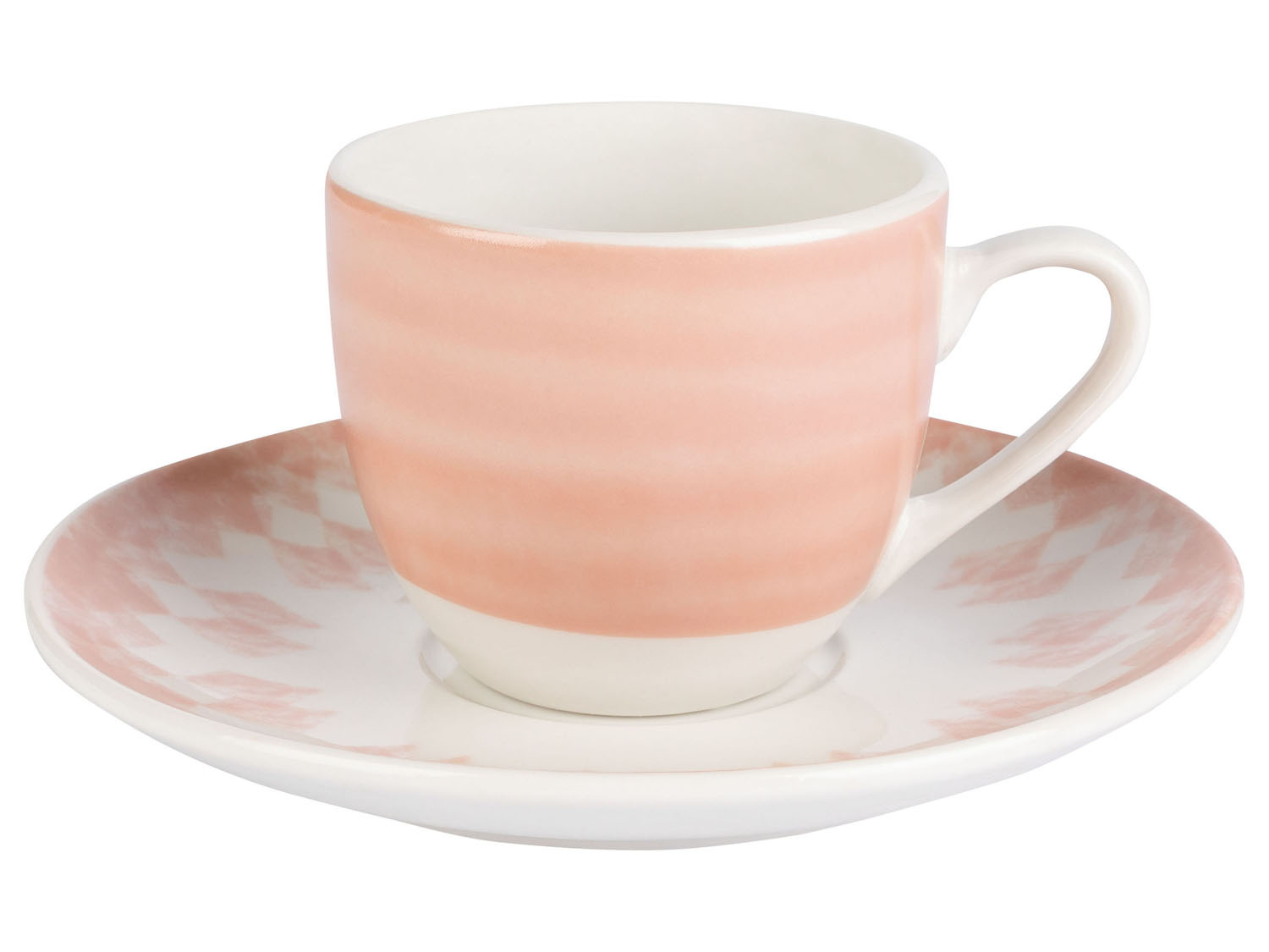 Šálek na espresso 75ml s podšálkem různé barvy Barva: Růžový proužek