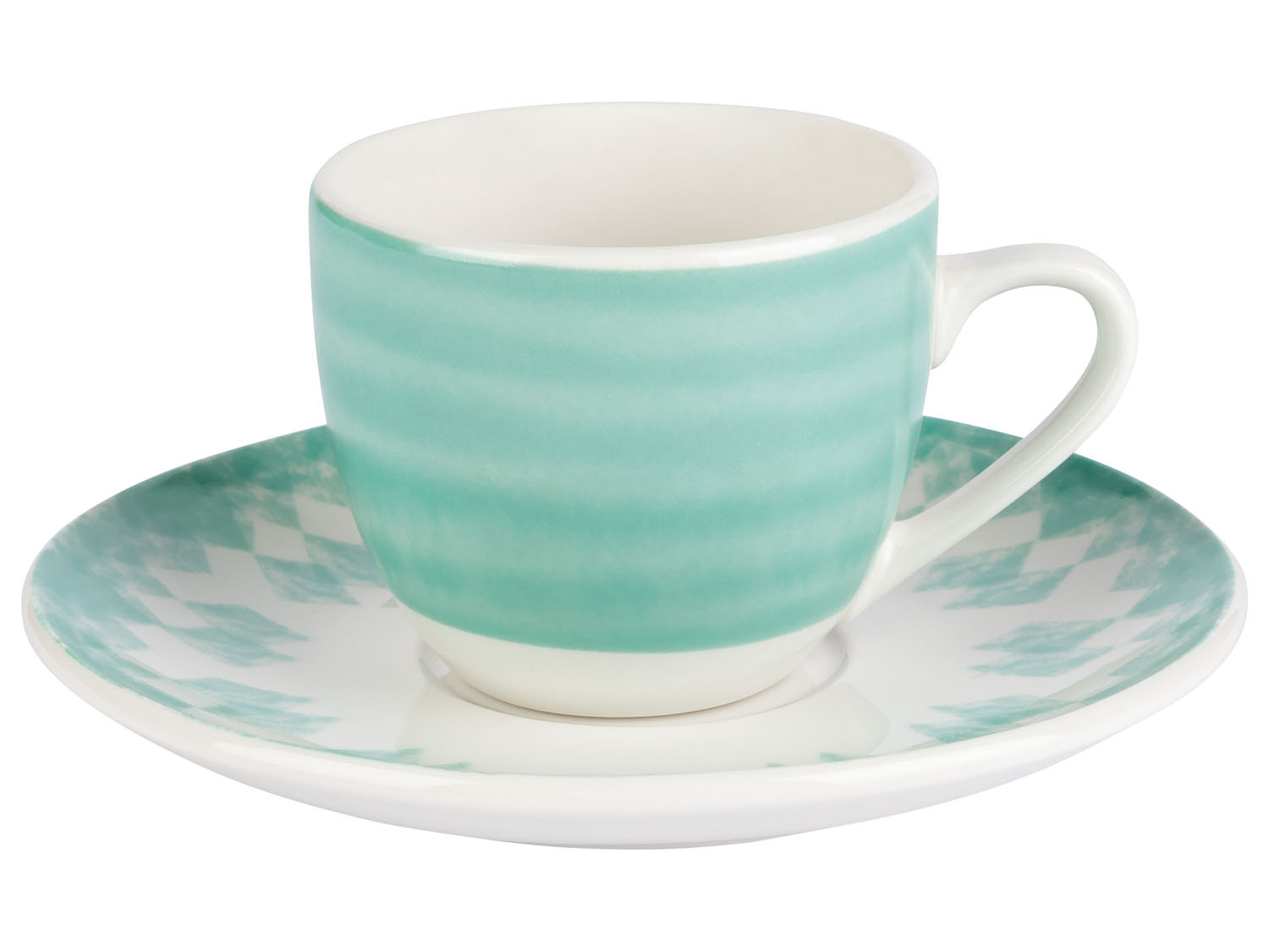 Šálek na espresso 75ml s podšálkem různé barvy Barva: Modrý proužek