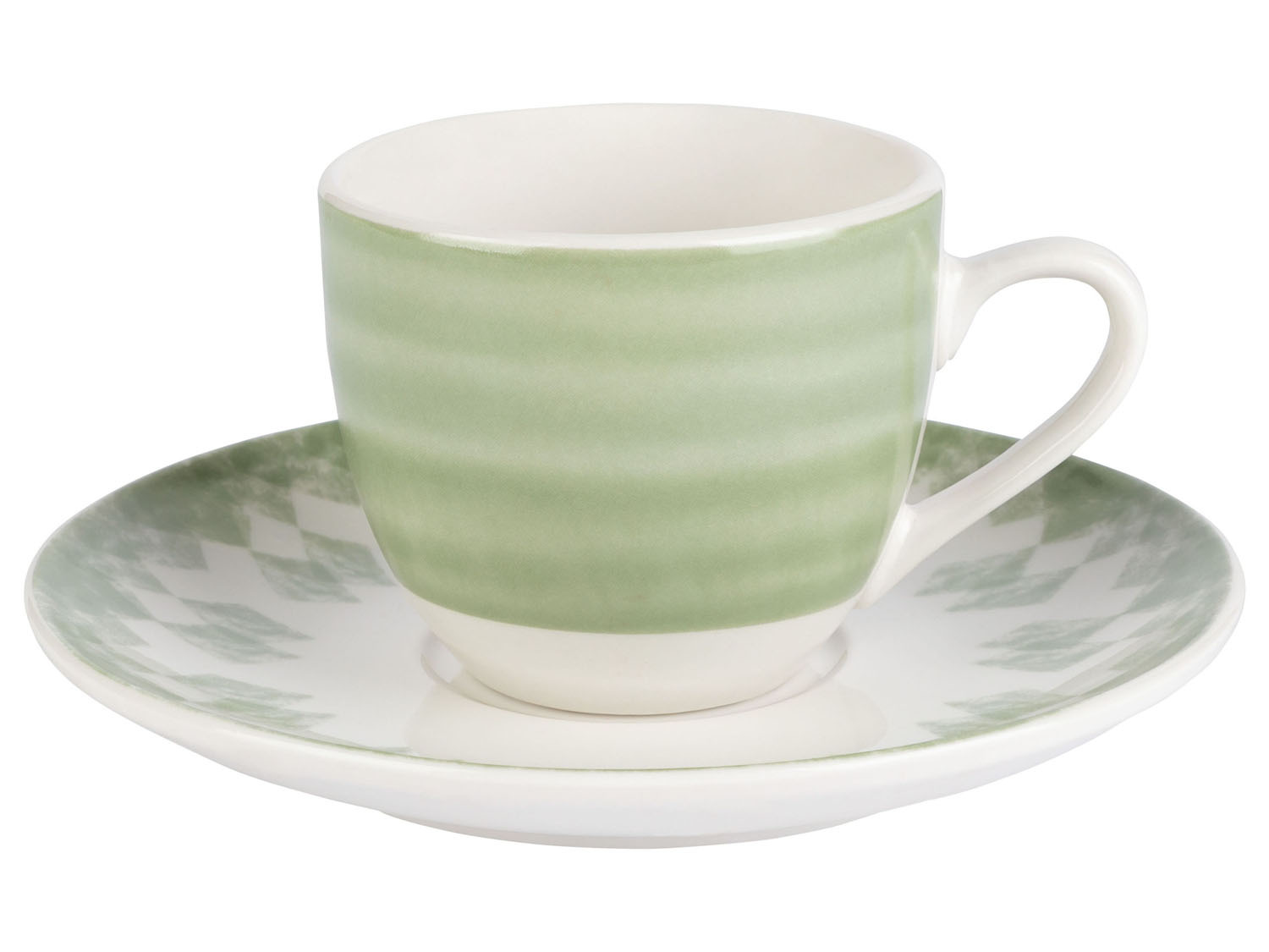 Šálek na espresso 75ml s podšálkem různé barvy Barva: Zelený proužek