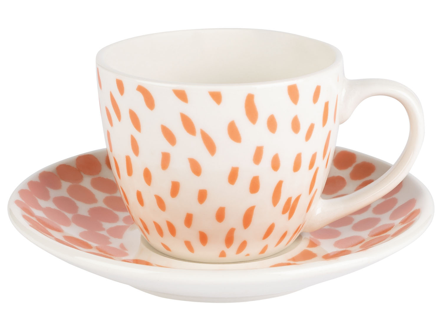 Šálek na espresso 75ml s podšálkem různé barvy Barva: Oranžový puntík