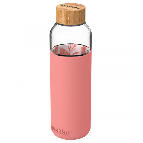 Quokka Skleněná láhev na vodu Flow pink botanical 660 ml
