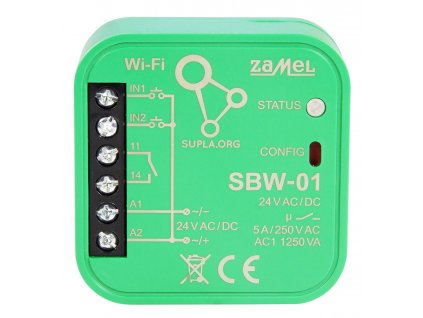 Wi-Fi ovládání 1 brány, vrat, branky, 2 vstupy pro indikací koncových poloh, SBW-01 SUPLA