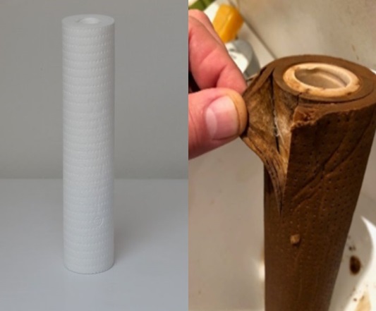 Filtr na mechanické nečistoty po 2 měsících užívání