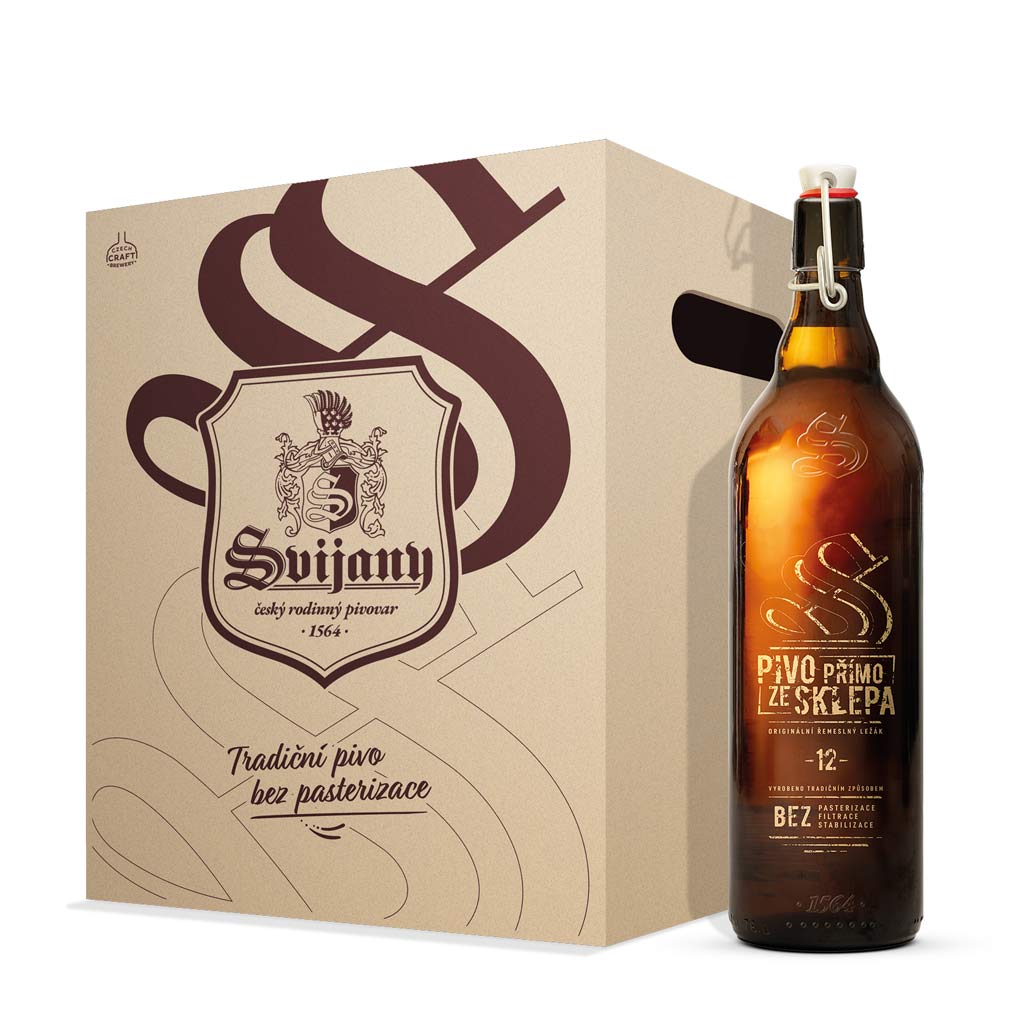 PIVOVAR SVIJANY PIVO PŘÍMO ZE SKLEPA lahev 1l, baleno v kartonové krabici 6ks