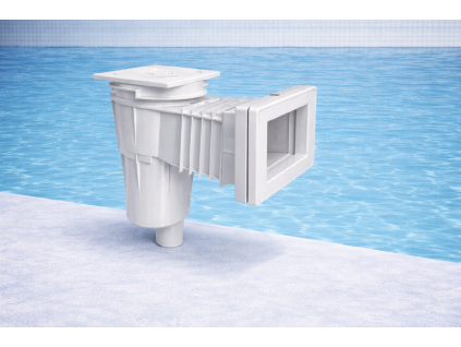 Bílý skimmer u bazénu