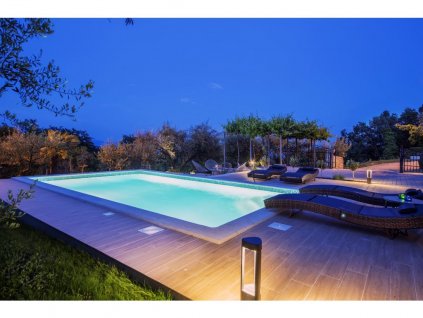 925 7 holiday home with swimming pool at night