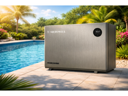 Heat pump by the poolside