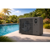 Modern poolside with heat pump unit
