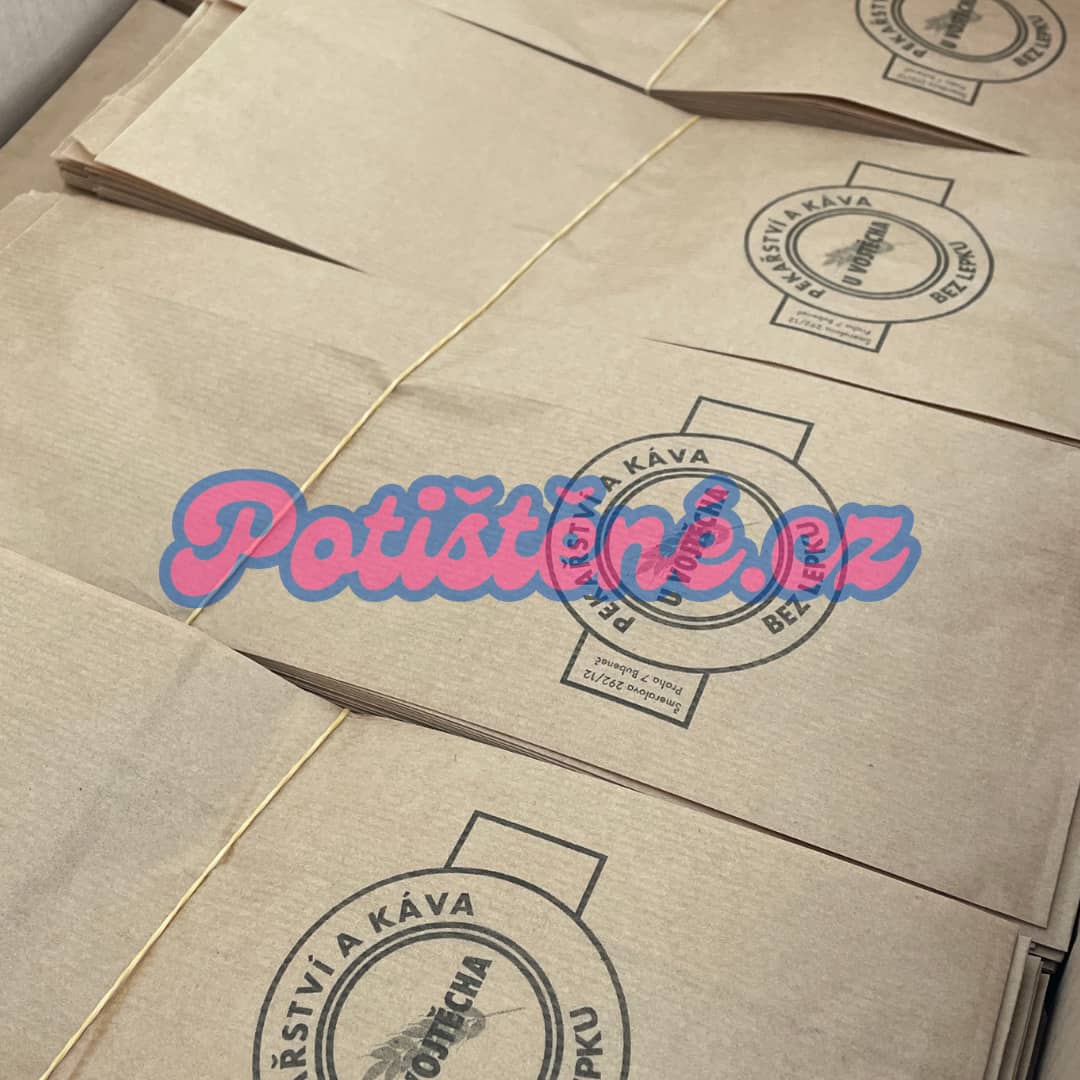 Pekárenské papírové sáčky s potiskem do kavárny