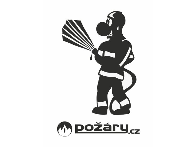 Samolepka hasič kreslený černý