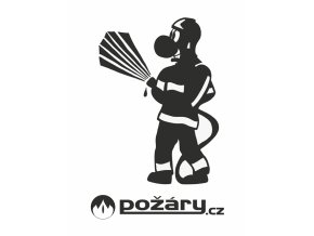 Samolepka hasič kreslený černý