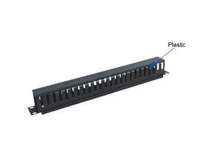 19'' vyväzovací panel 1U jednostr.plast.lišta (BK)
