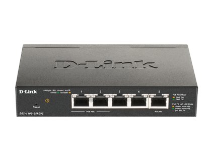 D-Link DGS-1100-05PDV2 5-Port Gigabit PoE Smart Managed Switch with 1 PD port