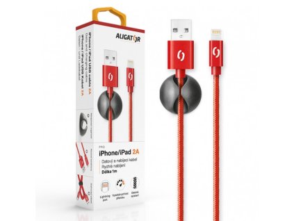 ALIGATOR PREMIUM Datový kabel 2A, Lightning červený