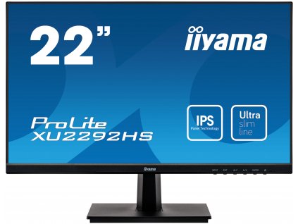 22'' iiyama XU2292HS-B1: IPS, FullHD@75Hz, 250cd/m2, 4ms, VGA, HDMI, DP, černý