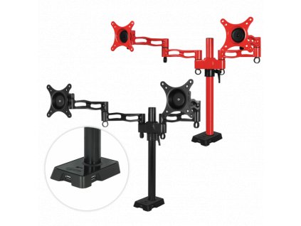 ARCTIC Z2 red - dual monitor arm with USB Hub inte