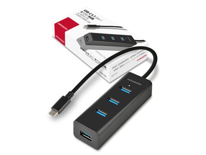 AXAGON HUE-S2C, 4x USB 3.0 CHARGING hub, micro USB nap. konektor, kabel USB-C 40cm