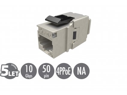 Rychlozařezávací keystone Solarix CAT6A STP SXKJ-10G-STP-BK-NA Component Level a 4PPoE certifikace