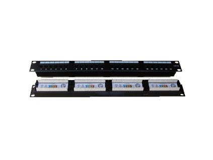 DATACOM Patch panel 24x RJ-45, Cat5e UTP, 1U, 19'' Dual