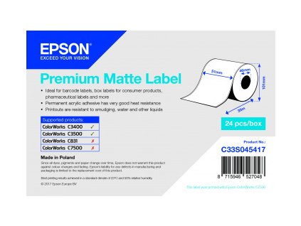 Epson Premium Matte Label - Continuous Roll: 51mm x 35m