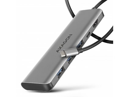 AXAGON HMC-5H, USB 5Gbps hub, 3x USB-A, HDMI 4k/30Hz, PD 100W, kabel USB-C 100cm