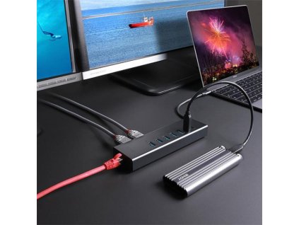 Lindy Dokovacia Stanica USB 3.1 Typ C, 2xHDMI (Dual Display), 5xUSB A 2x USB C, LAN, (PD 3.0 100W), 0.22m
