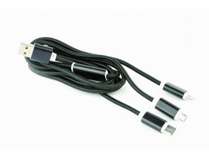 GEMBIRD USB 3-in-1 charging cable, black, 1 m