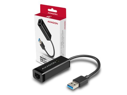 AXAGON ADE-SR, USB-A 3.2 Gen 1 - Gigabit Ethernet síťová karta, auto instal, černá