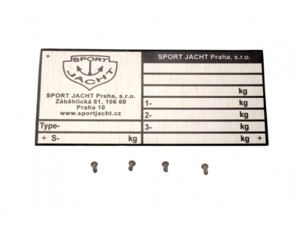 Originální výrobní štítek na přívěsy SPORTJACHT