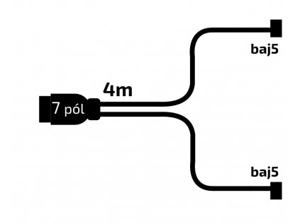 Kabeláž  4 m/7-pól. zástrčka, bez předních vývodů, baj5, Jokon