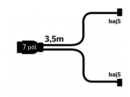 Kabeláž  3,5 m/7-pól. zástrčka, bez předních vývodů, baj5, Jokon