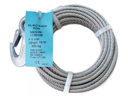 Lano k navijáku 10 m AL-KO k navijáku OPTIMA 501 a BASIC 450/500, pr. 5 mm (včetně háku)