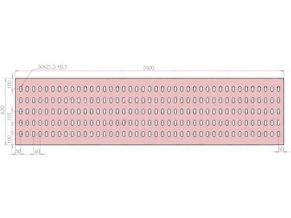 Plech děrovaný 2500 x 620/tl. 3 mm LO (105x60), ocel