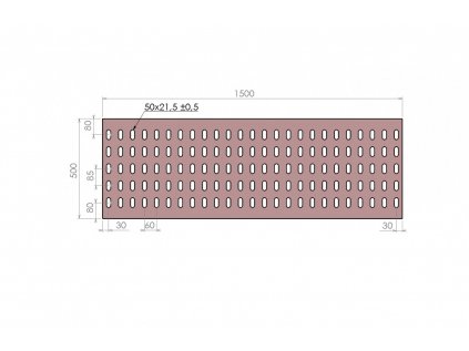 Plech děrovaný 1500 x 500/tl. 3 mm KB (85x60), ocel