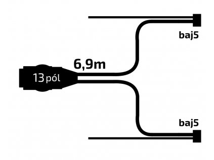 Kabeláž  6,9 m/13-pól zástrčka, s předními vývody QS150, baj5, VAPP (Jokon komp.)