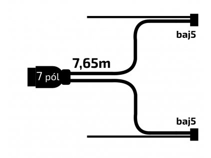 Kabeláž  7,65 m/7-pól. zástrčka, s předními vývody QS150, baj5, Jokon