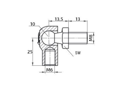 7458 kulovy kloub k plynove vzpere m8x13 c 25mm pro zavit m6
